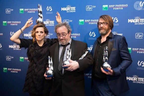 Veerle Baetens (Meilleure actrice), Jaco Van Dormael (Le tout nouveau testament a été récompensé par quatre Magritte) et Wim Willaert (Meilleur acteur) - 6ème édition des prix Magritte du cinéma à Bruxelles en Belgique le 6 février 2016.