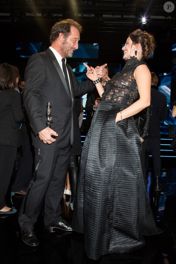 Vincent Lindon, Magritte d'Honneur, et Marie Gillain, présidente de la cérémonie - 6ème édition des prix Magritte du cinéma à Bruxelles en Belgique le 6 février 2016.