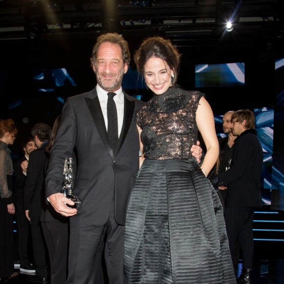 Vincent Lindon, Magritte d'Honneur, et Marie Gillain, présidente de la cérémonie - 6ème édition des prix Magritte du cinéma à Bruxelles en Belgique le 6 février 2016.