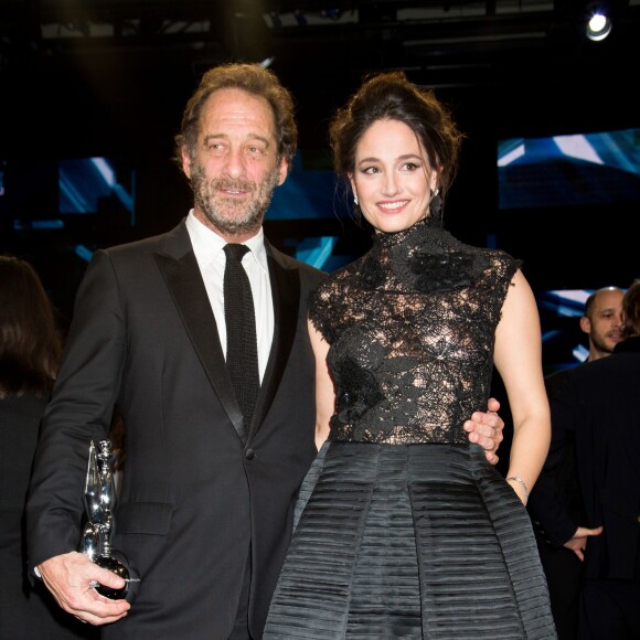 Vincent Lindon, Magritte d'Honneur, et Marie Gillain, présidente de la cérémonie - 6ème édition des prix Magritte du cinéma à Bruxelles en Belgique le 6 février 2016.