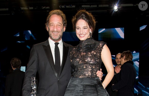 Vincent Lindon, Magritte d'Honneur, et Marie Gillain, présidente de la cérémonie - 6ème édition des prix Magritte du cinéma à Bruxelles en Belgique le 6 février 2016.
