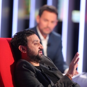 Exclusif - Cyril Hanouna et Marc-Olivier Fogiel, lors de l'enregistrement de l'émission Le Divan, le 9 janvier 2016 à la Plaine St-Denis. Elle sera diffusée le 9 février 2016 à 23h10, sur France 3. © Dominique Jacovides