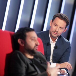 Exclusif - Cyril Hanouna et Marc-Olivier Fogiel, lors de l'enregistrement de l'émission Le Divan, le 9 janvier 2016 à la Plaine St-Denis. Elle sera diffusée le 9 février 2016 à 23h10, sur France 3. © Dominique Jacovides