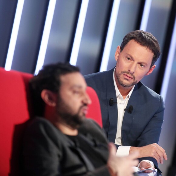 Exclusif - Cyril Hanouna et Marc-Olivier Fogiel, lors de l'enregistrement de l'émission Le Divan, le 9 janvier 2016 à la Plaine St-Denis. Elle sera diffusée le 9 février 2016 à 23h10, sur France 3. © Dominique Jacovides