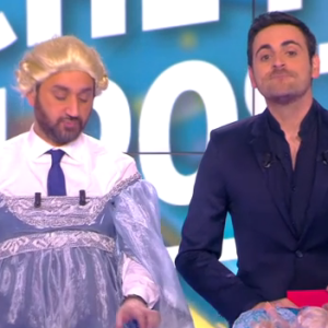 Cyril Hanouna et et le chroniqueur Camille Combal annoncent qu'ils vont partir à Las Vegas afin de se marier - Emission "Touche pas à mon poste" sur D8, le 8 février 2016.