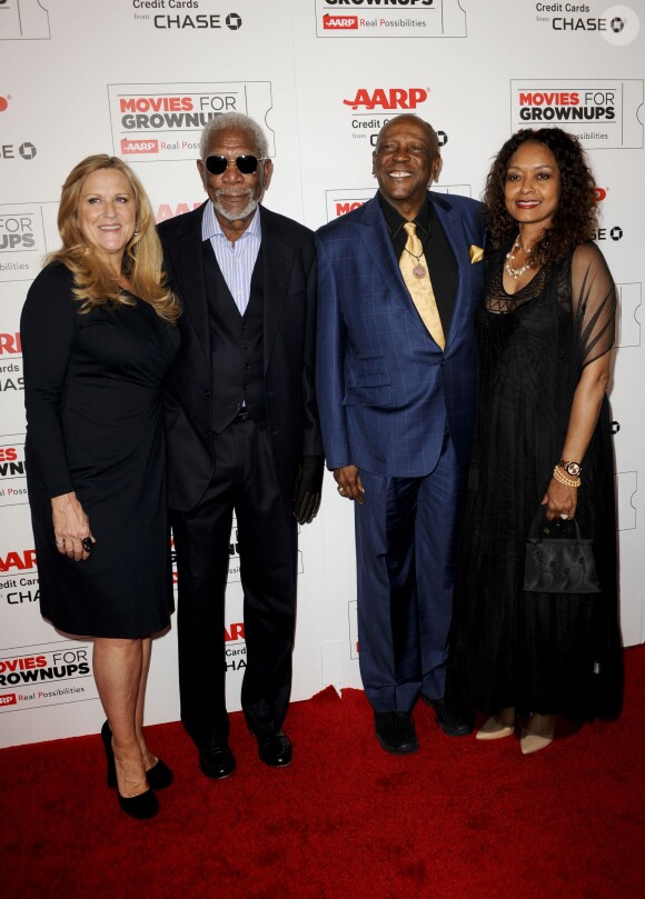 Morgan Freeman, Lori McCreary et Lou Gossett Jr - Soirée Movies For Grownups Awards à Los Angeles le 8 février 2016.