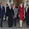 La reine Letizia d'Espagne en visite au palais royal de Madrid pour constater les améliorations architecturales en faveur de l'accessibilité pour les personnes handicapées le 10 février 2016