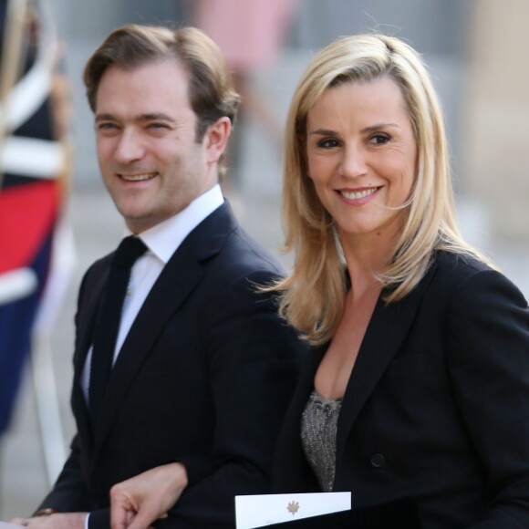 Laurence Ferrari et son mari, Renaud Capuçon - Dîner officiel au Palais de l'Elysée, en l'honneur de Mr Shinzo Abe, Premier ministre du Japon à Paris le 5 mai 2014.