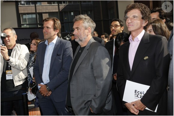 Luc Besson, Christophe Lambert et Jack Lang - Conférence de presse de l'inauguration de la Cité du cinéma à Saint-Denis le 21 septembre 2012