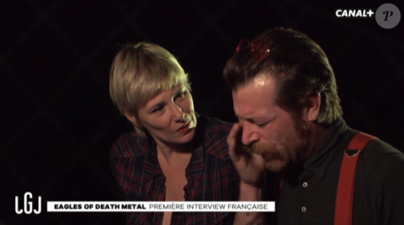 Jesse Hughes, leader du groupe Eagles of Death Metal accorde une interview au "Grand Journal" de Canal+, le 15 février 2016.
