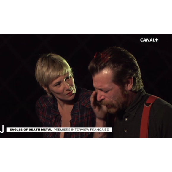 Jesse Hughes, leader du groupe Eagles of Death Metal accorde une interview au "Grand Journal" de Canal+, le 15 février 2016.
