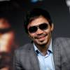 Manny Pacquiao lors d'une conférence de presse pour promouvoir son combat du 9 avril prochain face à Timothy Bradley, le 21 janvier 2016 au Madison Square Garden de New York
