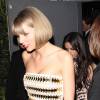 Taylor Swift entourée de son petit ami Calvin Harris et ses copines Camila Cabello et Lorde quittent le Hyde Sunset après l'afterparty des Grammy's à West Hollywood, Los Angeles, le 15 février 2016
