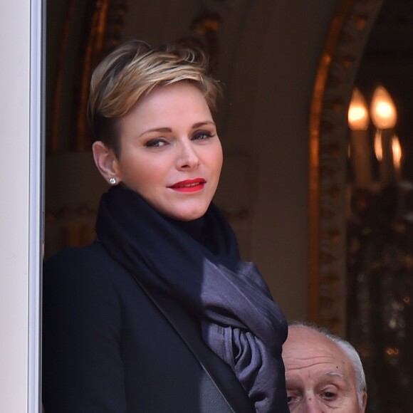 La princesse Charlene de Monaco lors de la célébration de Sainte Dévote à Monaco, le 27 janvier 2016. © Bruno Bébert / BestImage