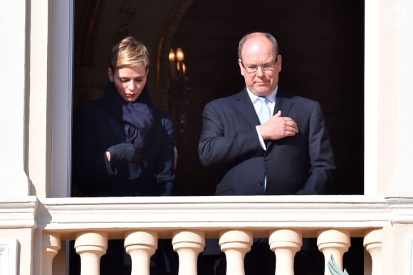 La princesse Charlene et le prince Albert II de Monaco lors de la célébration de Sainte Dévote à Monaco, le 27 janvier 2016. © Bruno Bébert / BestImage