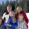 La famille royale des Pays-Bas lors de ses vacances aux sports d'hiver à Lech am Arlberg le 22 février 2016.