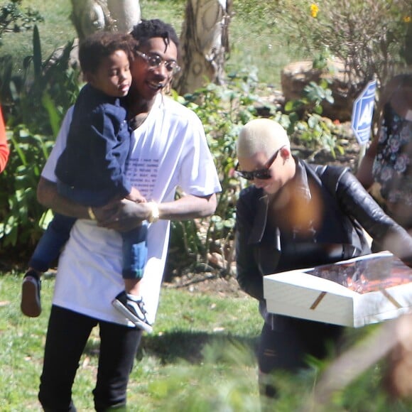 Wiz Khalifa et Amber Rose assistent à la fête d'anniversaire de leur fils Sebastian (3 ans) à Los Angeles. Le 20 février 2016.