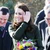 Kate Middleton, duchesse de Cambridge et connue comme comtesse de Strathearn en Ecosse, en visite à l'école primaire Ste Catherine à Edimbourg le 24 février 2016 en tant que marraine de l'association Place2Be.
