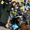 Kate Middleton, comtesse de Strathearn en Ecosse, visitait le 24 février 2016 l'école primaire Ste Catherine à Edimbourg en tant que marraine de l'association Place2Be.