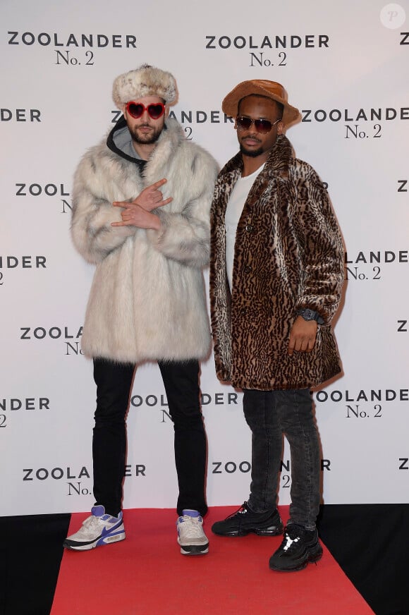 Jeremie Dethelot et Hakim Jemili du Woop Gang - Avant-première du film Zoolander 2 à Paris, au Gaumont Marignan le 23 février 2016