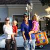 Jeremy Bieber, son ex-femme Erin et ses enfants, à Los Angeles, le 31 juillet 2012