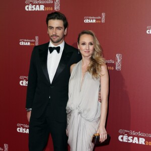 Audrey Lamy enceinte et son compagnon Thomas - Photocall lors de la 41e cérémonie des César au théâtre du Châtelet à Paris, le 26 février 2016. © Borde-Jacovides/Bestimage