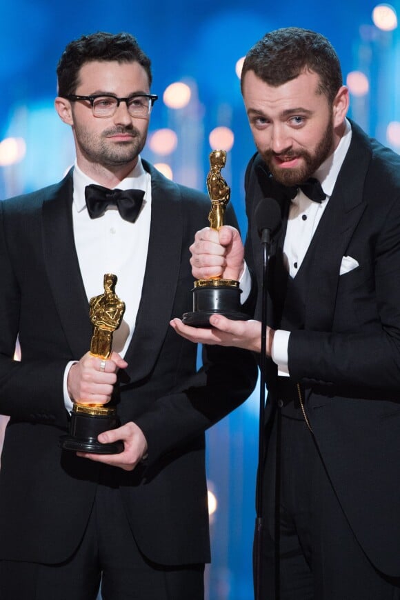 Sam Smith et James Napier (Jimmy Napes) (Oscar de la meilleure chanson "Writing's On The Wall" pour le film "007 Spectre") - Intérieur - 88ème cérémonie des Oscars à Hollywood, le 28 février 2016.28/02/2016 - Hollywood