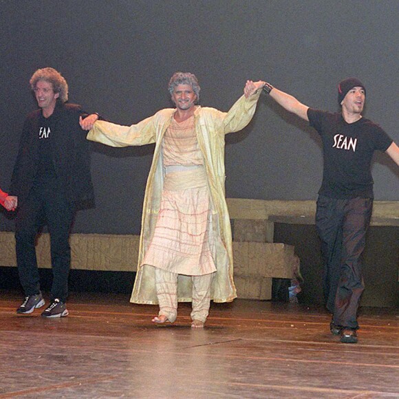 Elie Chouraqui, Pascal Obispo, Daniel Levi, Anne Warin - Générale du spectacle Les Dix Commandements, à Paris, le 12 octobre 2000