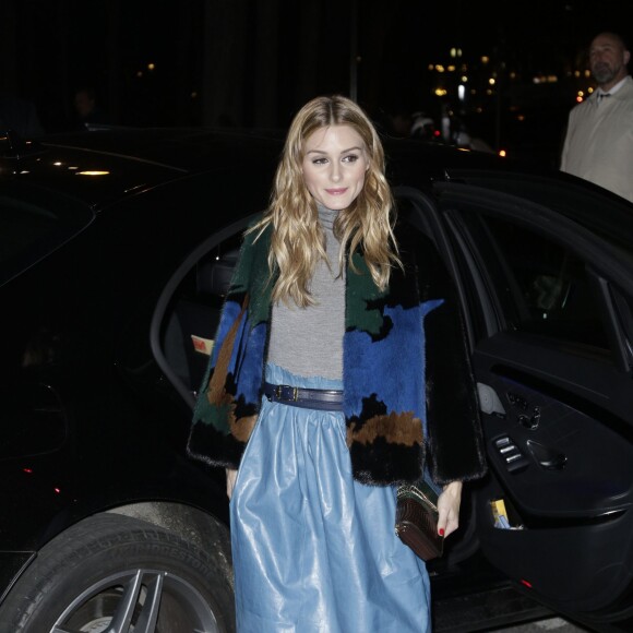 Olivia Palermo arrive au Grand Palais pour assister au défilé Nina Ricci. Paris le 5 mars 2016.