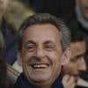 Nicolas Sarkozy assiste au match de Ligue 1 opposant le Paris Saint-Germain à Montpellier HSC, au Parc des Princes à Paris, le samedi 5 mars 2016.