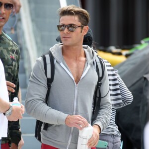 Zac Efron sur le tournage de 'Baywatch' à Miami, le 7 mars 2016 © CPA/Bestimage