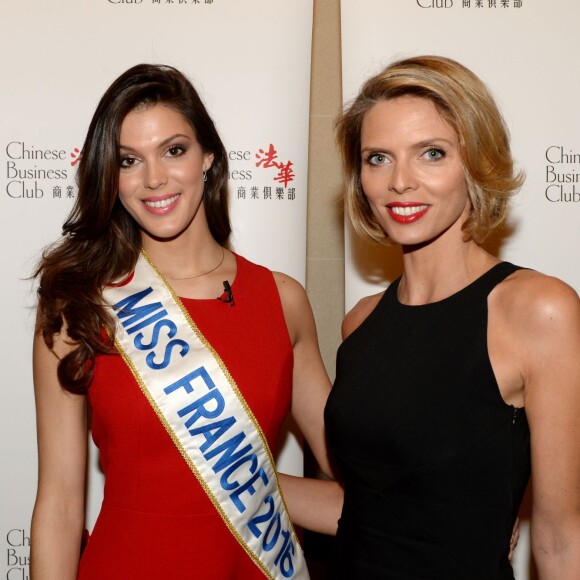 Iris Mittenaere, Miss France 2016 et Sylvie Tellier au photocall du déjeuner du Chinese Business Club à l'hôtel Intercontinental pour la journée internationale des femmes à Paris le 8 mars 2016. © Rachid Bellak / Bestimage