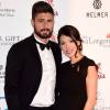 Olivier Giroud et sa femme Jennifer lors du 6e Global Gift Gala à Londres le 30 novembre 2015. Jennifer était alors enceinte de leur fils Evan, né le 7 mars 2016.