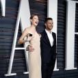 Behati Prinsloo et Adam Levine à la soirée organisée par Vanity Fair à l'occasion des Oscars, à Hollywood, le 22 février 2015. Le couple attend pour l'automne 2016 son premier enfant.