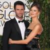 Adam Levine et sa femme Behati Prinsloo aux 72e Golden Globe Awards à Beverly Hills le 11 janvier 2015. Le couple attend pour l'automne 2016 son premier enfant.