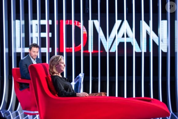 Exclusif - Karin Viard est l'invitée de Marc-Olivier Fogiel dans Le Divan (émission enregistrée près de Paris le 27 février 2016 et diffusée le mardi 15 mars à 23h10 sur France 3). © Cyril Moreau