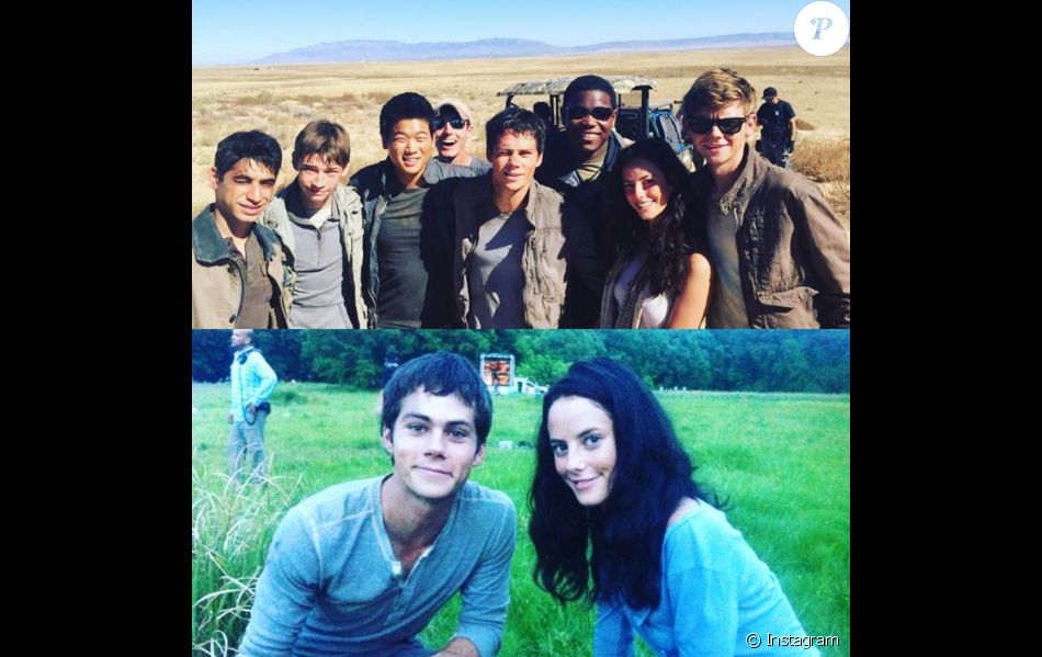 Dylan O'Brien avec Kaya Scodelario et leurs partenaires sur le tournage