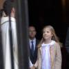 L'infante Sofia à la sortie de La Seu. La reine Letizia et le roi Felipe VI d'Espagne ont assisté le 27 mars 2016 en compagnie de leurs filles Leonor, princesse des Asturies, et l'infante Sofia ainsi que la reine Sofia d'Espagne à la messe de Pâques en la cathédrale de Palma de Majorque.