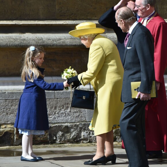 La reine Elizabeth II à la chapelle St George le 27 mars 2016 au château de Windsor pour la messe de Pâques.