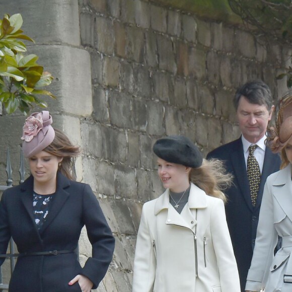La princesse Eugenie, Lady Louise Windsor, la princesse Beatrice, la comtesse Sophie de Wessex et Autumn Phillips au château de Windsor le 27 mars 2016 pour la messe de Pâques en la chapelle St George.