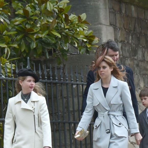 La princesse Eugenie, Lady Louise Windsor, la princesse Beatrice, la comtesse Sophie de Wessex et Autumn Phillips au château de Windsor le 27 mars 2016 pour la messe de Pâques en la chapelle St George.