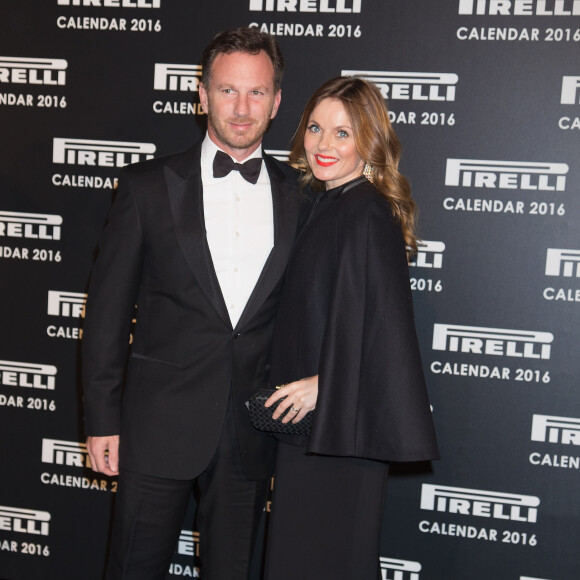 Christian Edward Johnston Horner et sa femme Geri Halliwell au Dîner de présentation du calendrier Pirelli à Londres. Le 30 novembre 2015