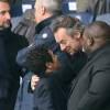 Jamel Debbouze et Michel Denisot au match de football PSG - Nice, au Parc des Princes, à Paris, le 2 avril 2016 © Cyril Moreau/Bestimage