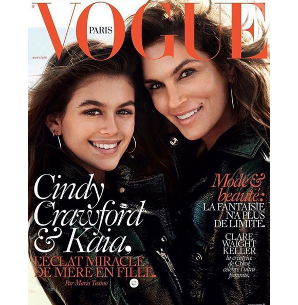 Kaia Gerber et Cindy Crawford en couverture du magazine Vogue Paris