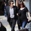 Ronnie Wood et sa femme enceinte Sally Humphreys  arrive à la galerie Saatchi à Londres pour une visite privée de l'expo "Exhibitionism" consacrée aux Rolling Stones, le 3 avril 2016.
