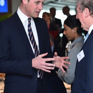 Le prince William, duc de Cambridge, lors d'un déjeuner pour les 10 ans de sa présidence de l'association English Football au stade Wembley à Londres, le 6 avril 2016, quelques heures avant une réception à Kensington Palace en compagnie de son épouse la duchesse Catherine.