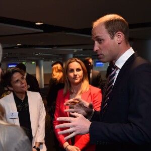 Le prince William, duc de Cambridge, lors d'un déjeuner pour les 10 ans de sa présidence de l'association English Football au stade Wembley à Londres, le 6 avril 2016, quelques heures avant une réception à Kensington Palace en compagnie de son épouse la duchesse Catherine.