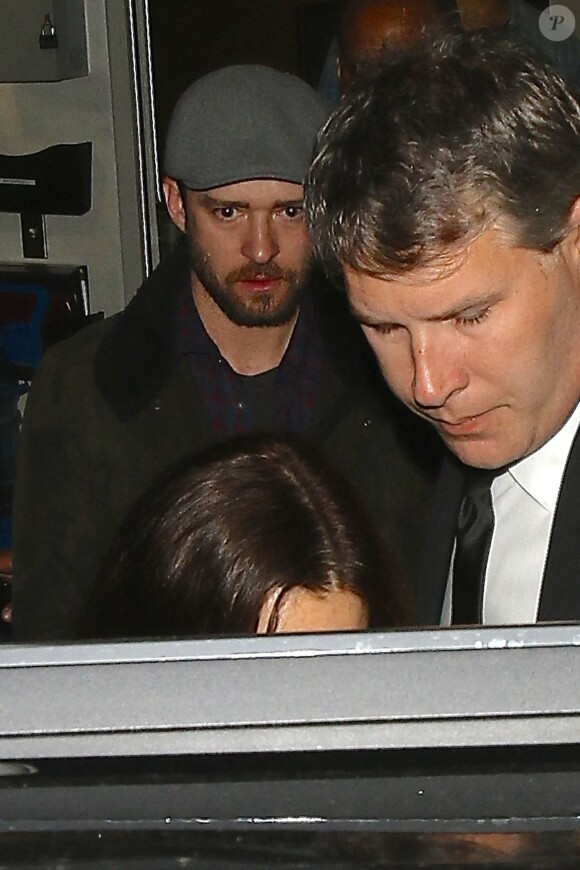 Justin Timberlake et Jessica Biel quittent un club à Hollywood, Los Angeles, le 8 avril 2016.