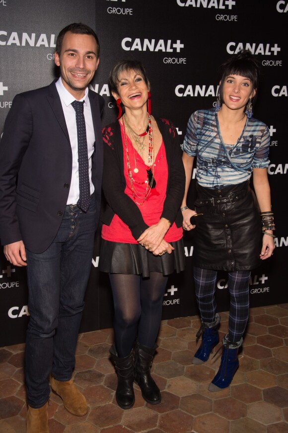 Bertrand Chameroy, Isabelle Morini-Bosc et Erika Moulet - Soirée des animateurs du Groupe Canal+ au Manko à Paris. Le 3 février 2016.