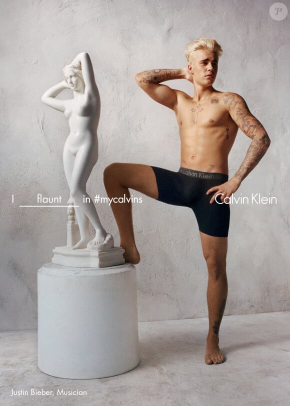 Justin Bieber pose pour la nouvelle campagne de Calvin Klein. Le 28 janvier 2016